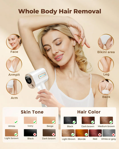 IPL Hair Removal Device - Long-Term Hair Reduction - UK Plug